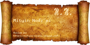 Mityin Noémi névjegykártya